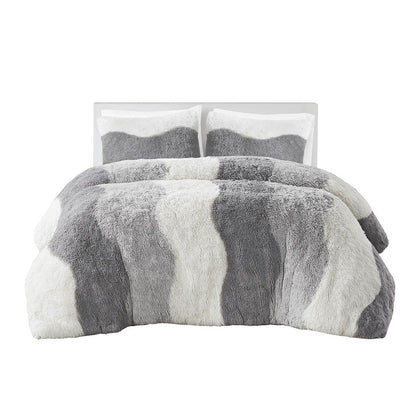 Ombre Shaggy Faux Fur Comforter Set - Renee Lane Company