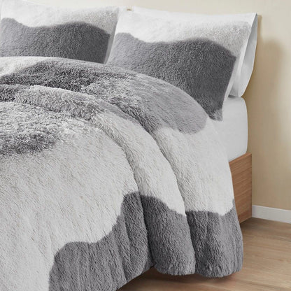 Ombre Shaggy Faux Fur Comforter Set - Renee Lane Company