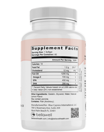 Omega Fish Oil -Omega-3 Fatty Acids by Bellawell - Renee Lane Company