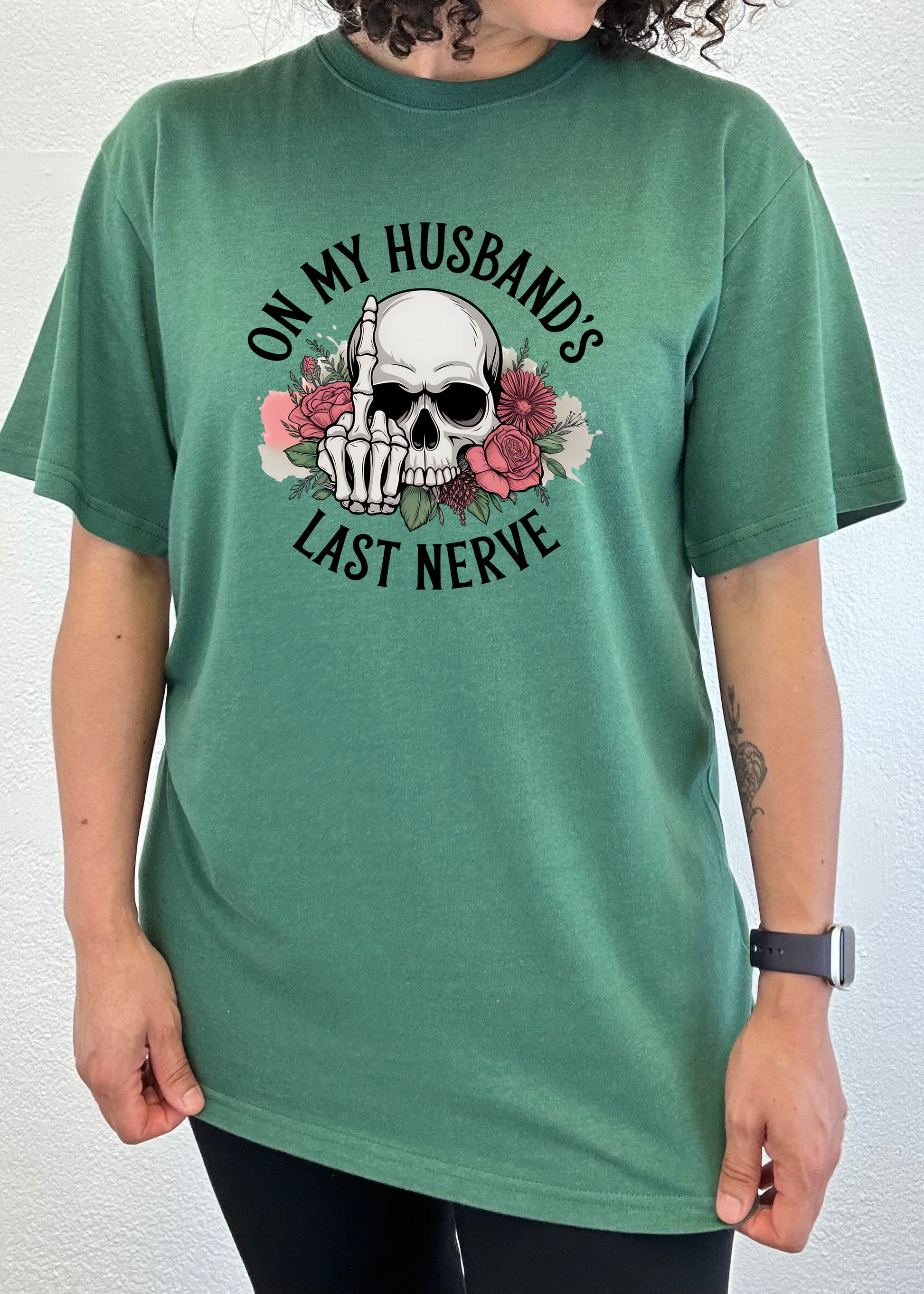 On My Husbands Last Nerve Sublimation Unisex Bamboo/Cotton Graphic T-Shirt - Renee Lane Company