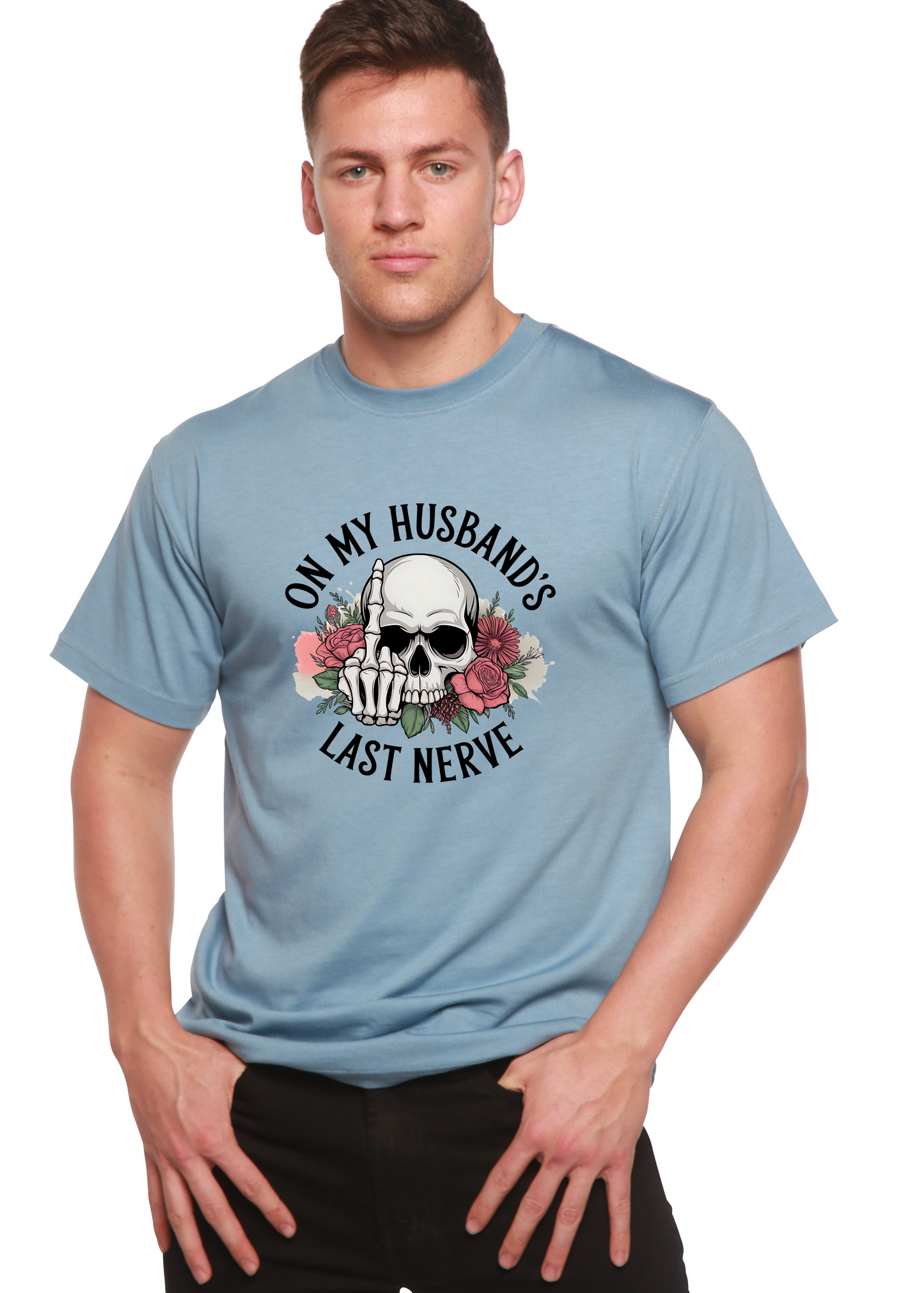 On My Husbands Last Nerve Sublimation Unisex Bamboo/Cotton Graphic T-Shirt - Renee Lane Company