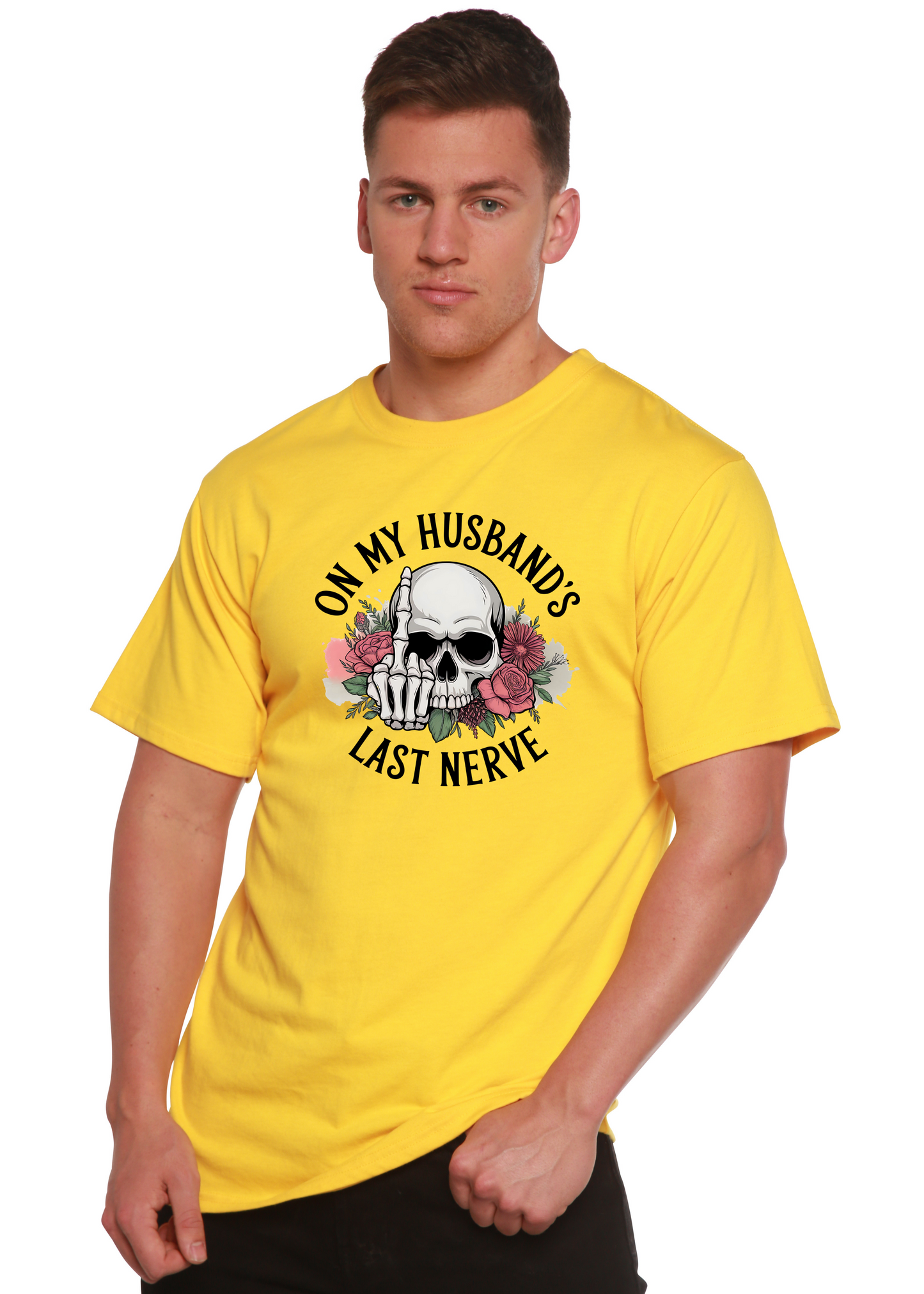 On My Husbands Last Nerve Sublimation Unisex Bamboo/Cotton Graphic T-Shirt - Renee Lane Company