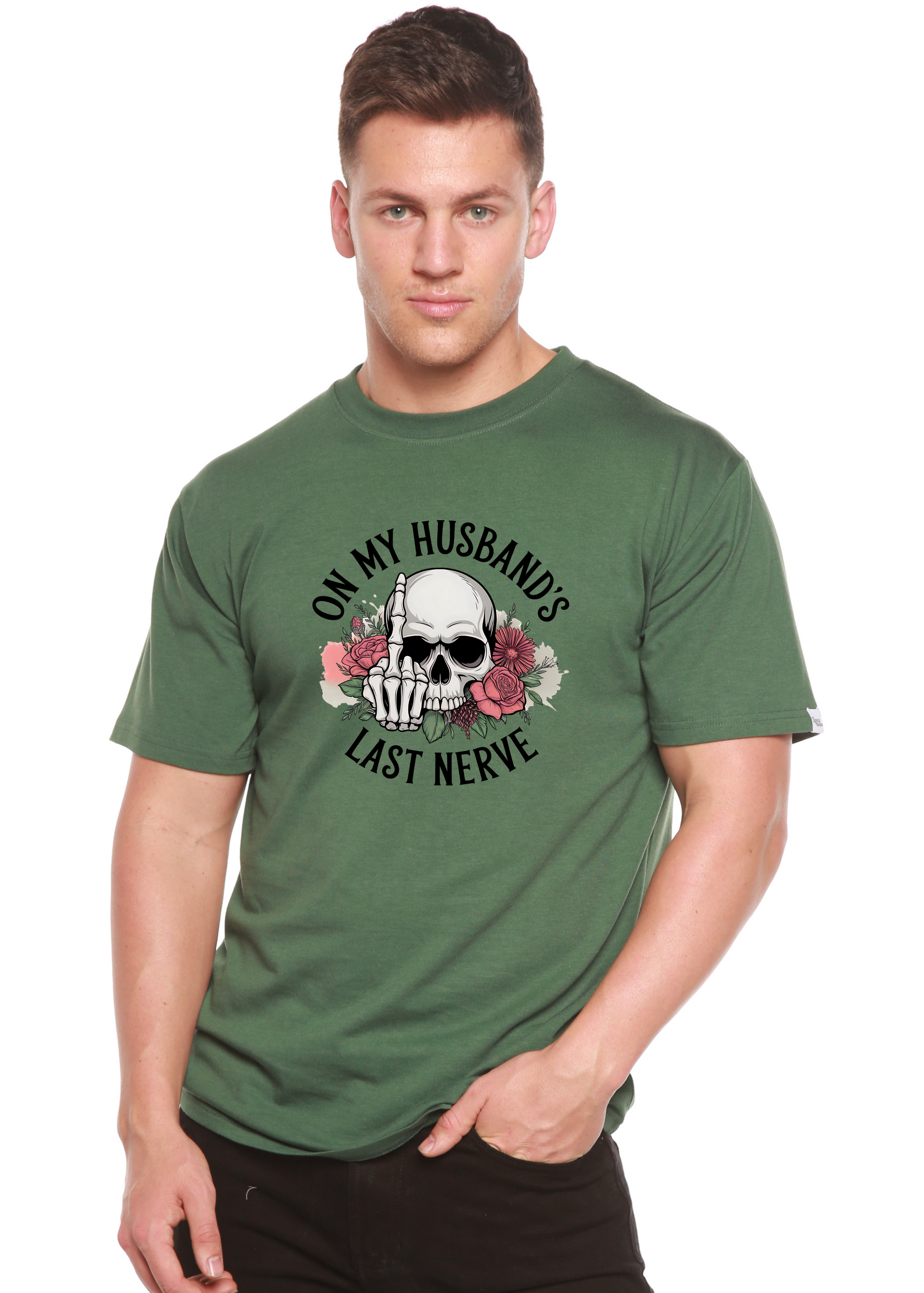 On My Husbands Last Nerve Sublimation Unisex Bamboo/Cotton Graphic T-Shirt - Renee Lane Company