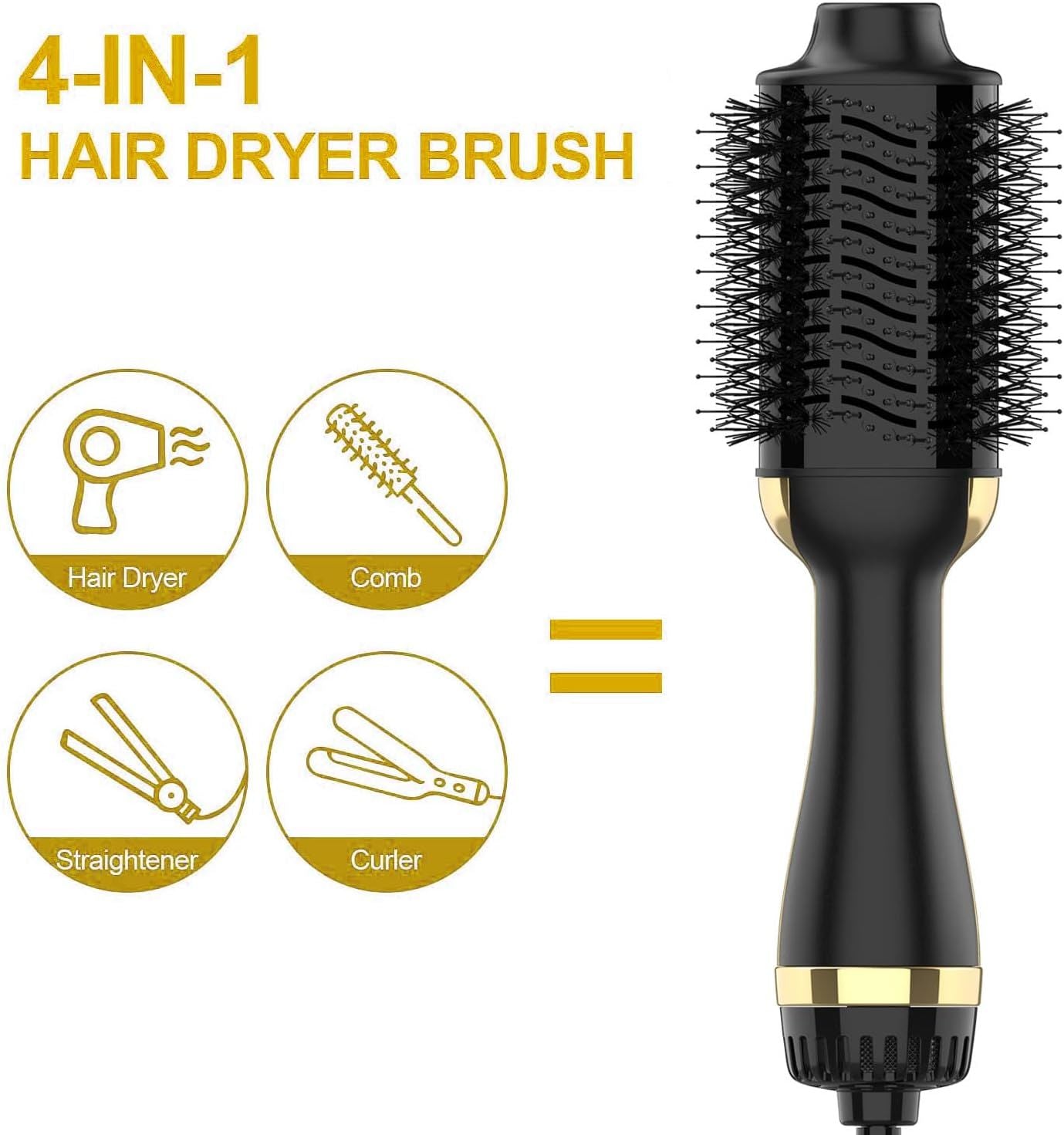 One Step Hair Dryer and Volumiser 1000W Blow Dryer Brush Hot Air Styling Brush Professional Hair Straightener Curler Travel Friendly Heated Hairbrush with Free Gift - Renee Lane Company