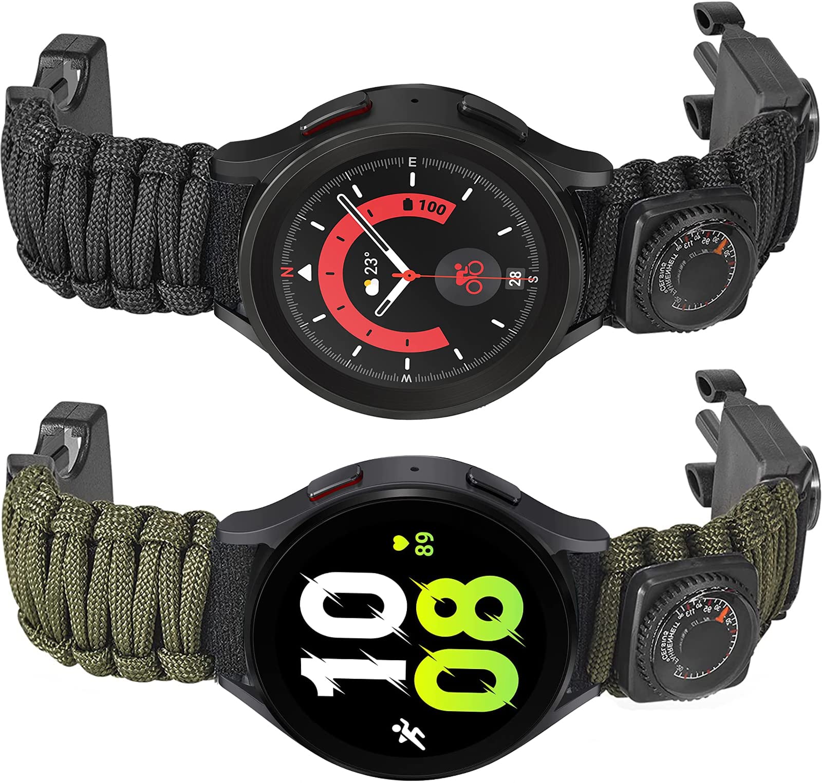 Onewly Compatible with Galaxy Watch 6 Band Multi-Functional Outdoor Survival Paracord 20mm Watch Strap for Samsung Galaxy Watch 6 Classic/Galaxy Watch 4/4 Classic/Galaxy Watch 5/5 Pro - Renee Lane Company
