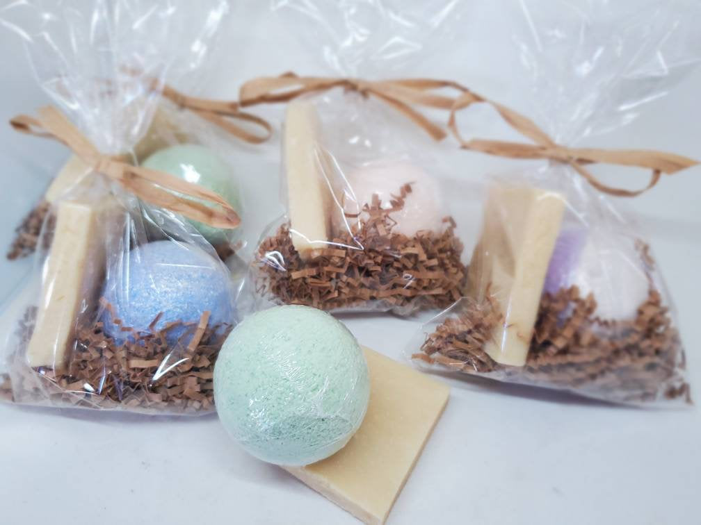 Organic Mini Spa Gift Bundle | All Natural Bath Bomb | Handmade Luxury Soap Bar - Renee Lane Company