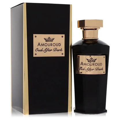 Amouroud Oud After Dark unisex perfume bottle and tall black presentation box