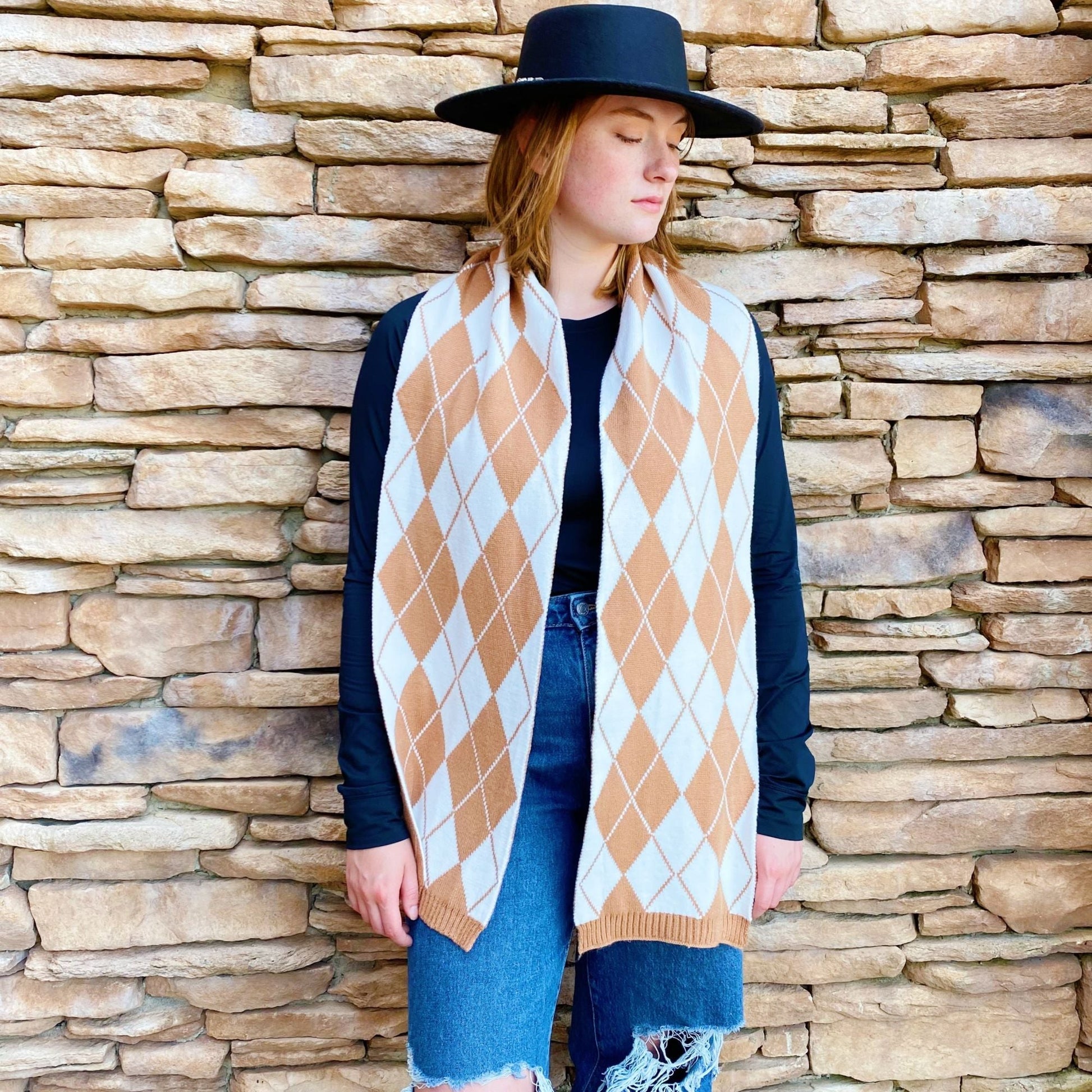 Our Gal Patterned Knit Scarf - Renee Lane Company