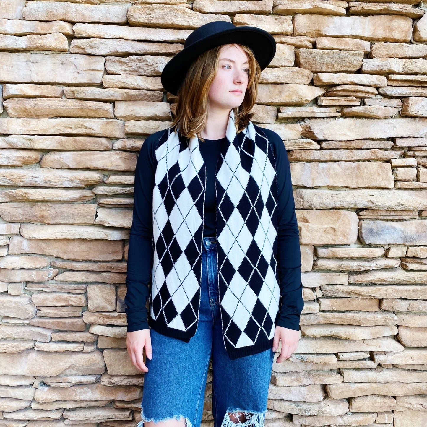 Our Gal Patterned Knit Scarf - Renee Lane Company