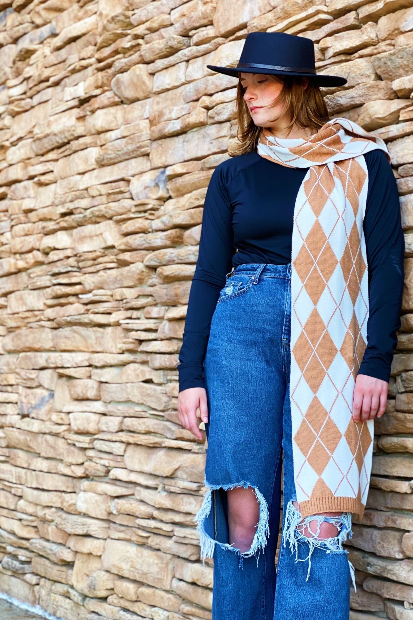 Our Gal Patterned Knit Scarf - Renee Lane Company