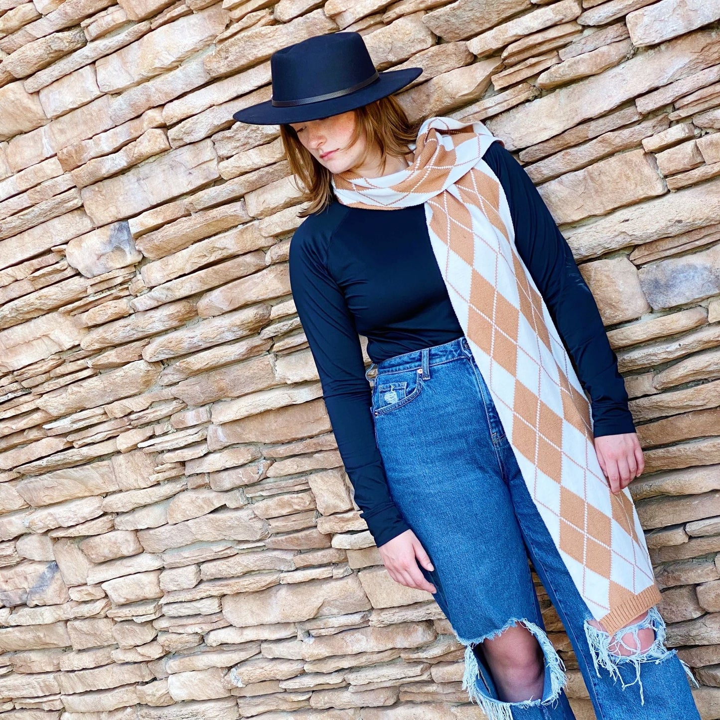 Our Gal Patterned Knit Scarf - Renee Lane Company