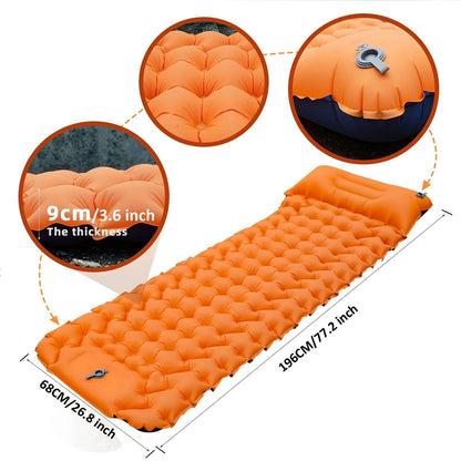 Outdoor Camping Sleeping Pad Inflatable Mattress With Pillows Ultralight Air Mat Built-in Inflator Pump For Travel Hiking - Renee Lane Company