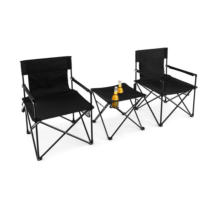 Outdoor Folding Camping Chairs and Table Set with Carrying Bag - Renee Lane Company