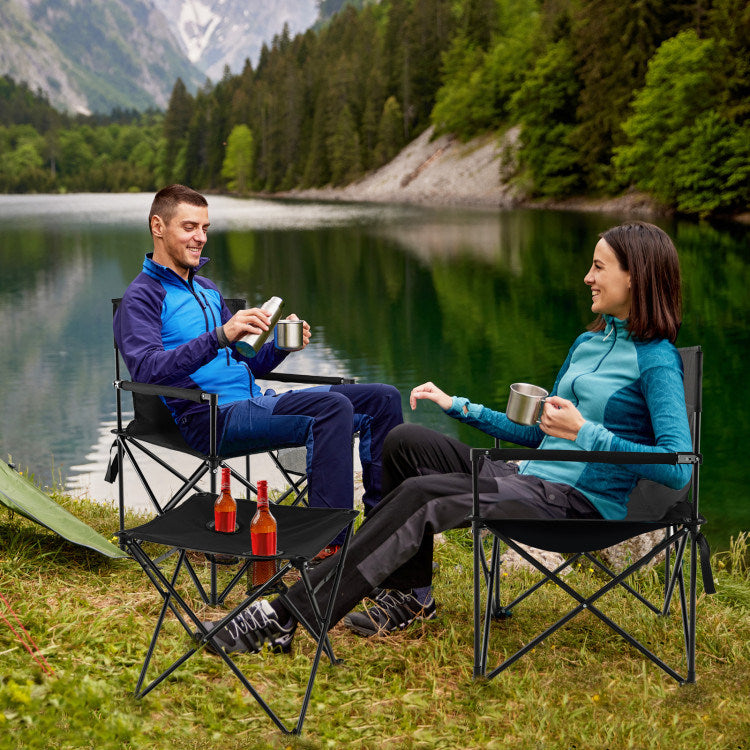 Outdoor Folding Camping Chairs and Table Set with Carrying Bag - Renee Lane Company