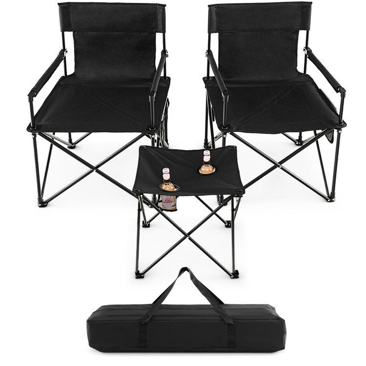 Outdoor Folding Camping Chairs and Table Set with Carrying Bag - Renee Lane Company