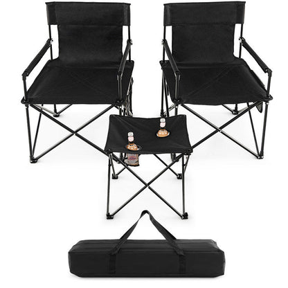 Outdoor Folding Camping Chairs and Table Set with Carrying Bag - Renee Lane Company