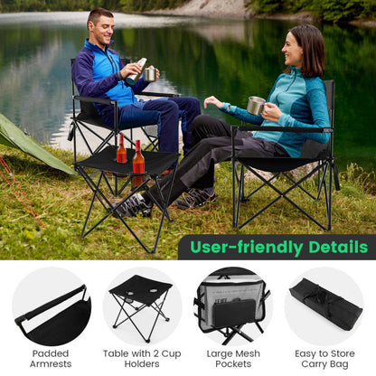 Outdoor Folding Camping Chairs and Table Set with Carrying Bag - Renee Lane Company