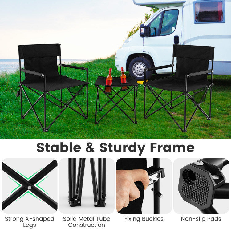 Outdoor Folding Camping Chairs and Table Set with Carrying Bag - Renee Lane Company
