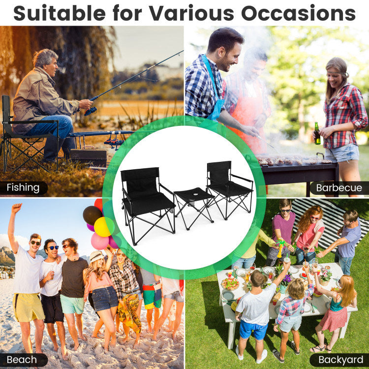 Outdoor Folding Camping Chairs and Table Set with Carrying Bag - Renee Lane Company