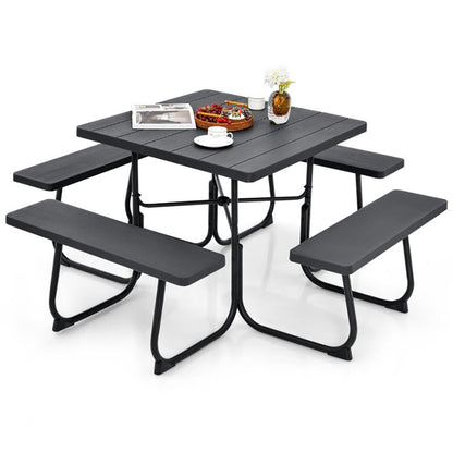 Outdoor Picnic Table with 4 Benches and Umbrella Hole - Renee Lane Company