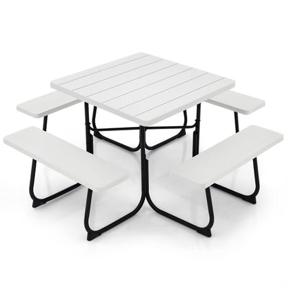 Outdoor Picnic Table with 4 Benches and Umbrella Hole - Renee Lane Company