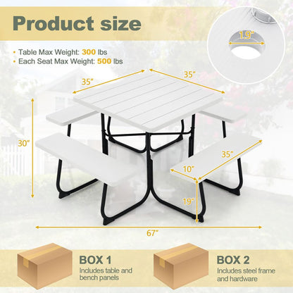 Outdoor Picnic Table with 4 Benches and Umbrella Hole - Renee Lane Company