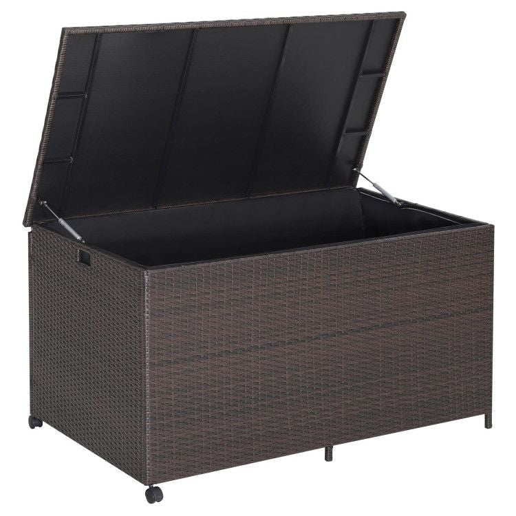 Outdoor Wicker Storage Box with Zippered Liner-133 Gallon - Renee Lane Company