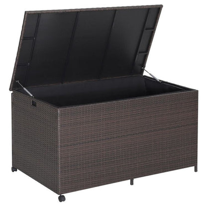 Outdoor Wicker Storage Box with Zippered Liner-133 Gallon - Renee Lane Company