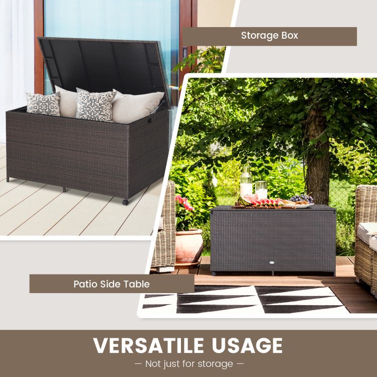Outdoor Wicker Storage Box with Zippered Liner-133 Gallon - Renee Lane Company