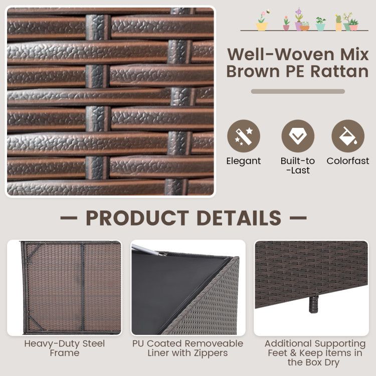 Outdoor Wicker Storage Box with Zippered Liner-133 Gallon - Renee Lane Company