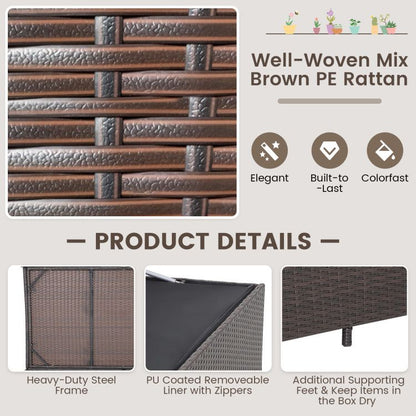 Outdoor Wicker Storage Box with Zippered Liner-133 Gallon - Renee Lane Company
