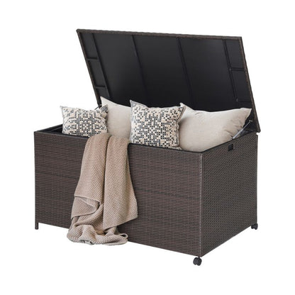 Outdoor Wicker Storage Box with Zippered Liner-133 Gallon - Renee Lane Company