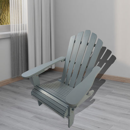 Outdoor or indoor Wood Adirondack chair, foldable, grey - Renee Lane Company