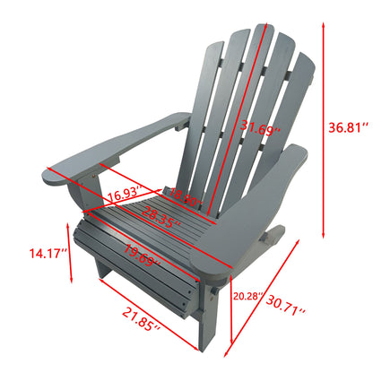 Outdoor or indoor Wood Adirondack chair, foldable, grey - Renee Lane Company