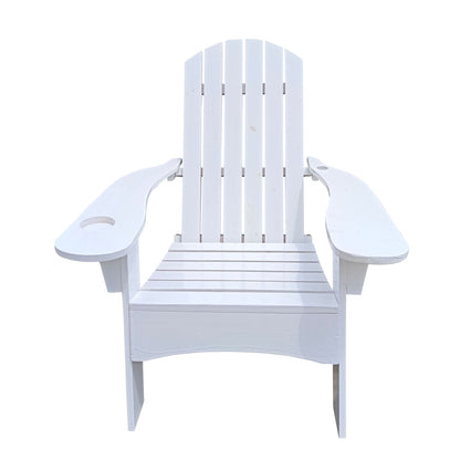 Outdoor or indoor Wood Adirondack chair with an hole to hold umbrella on the arm - Renee Lane Company