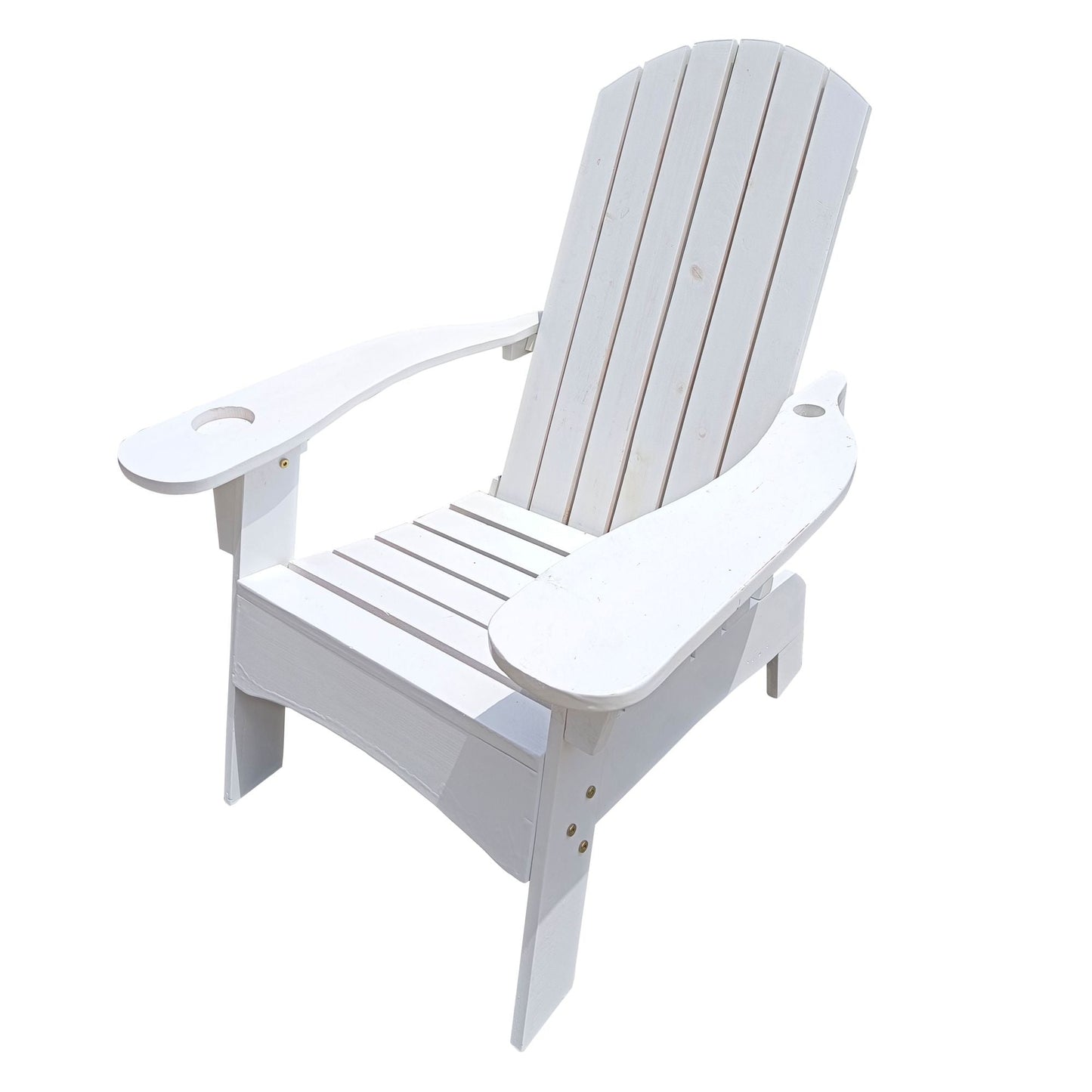 Outdoor or indoor Wood Adirondack chair with an hole to hold umbrella on the arm - Renee Lane Company