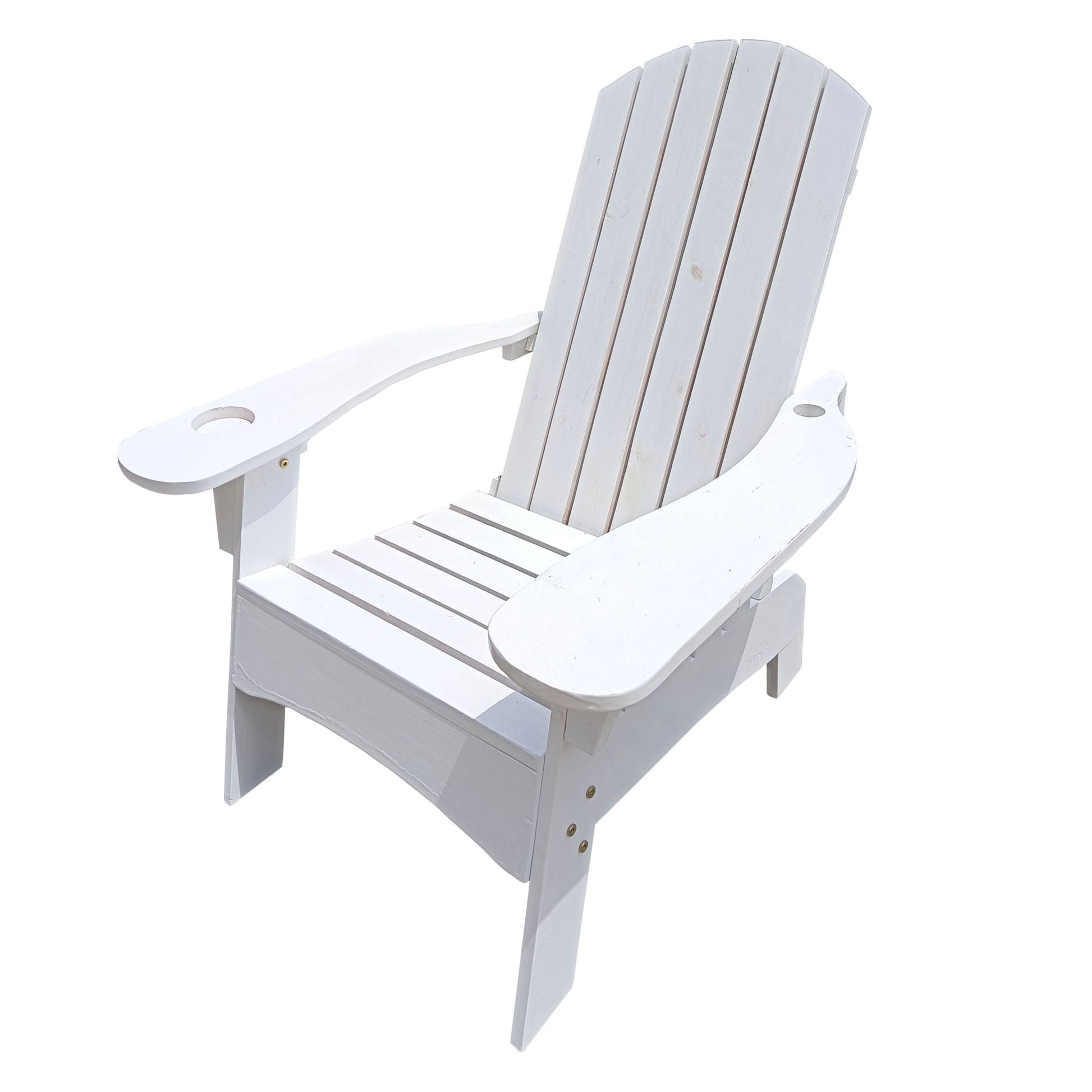 Outdoor or indoor Wood Adirondack chair with an hole to hold umbrella on the arm - Renee Lane Company