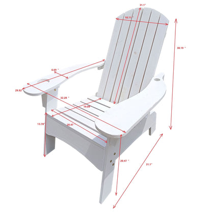 Outdoor or indoor Wood Adirondack chair with an hole to hold umbrella on the arm - Renee Lane Company