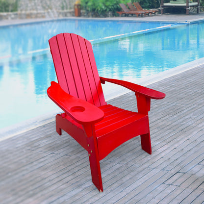 Outdoor or indoor Wood Adirondack chair with an hole to hold umbrella on the arm - Renee Lane Company