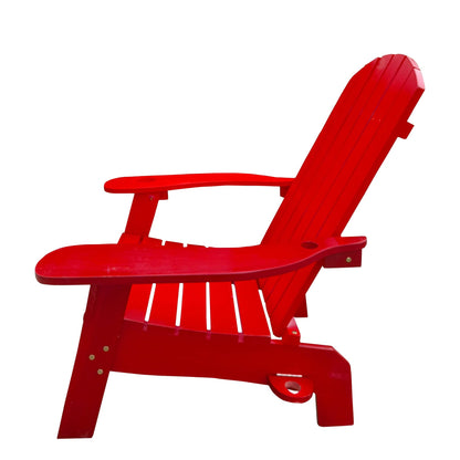 Outdoor or indoor Wood Adirondack chair with an hole to hold umbrella on the arm - Renee Lane Company
