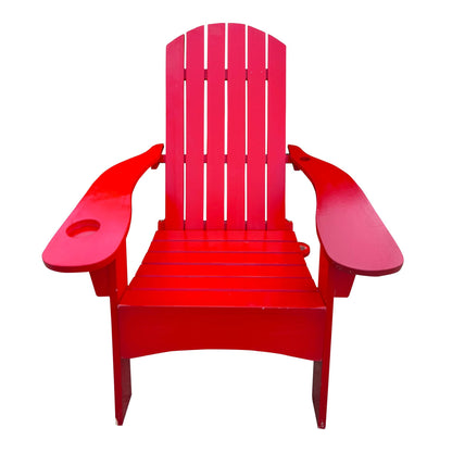 Outdoor or indoor Wood Adirondack chair with an hole to hold umbrella on the arm - Renee Lane Company