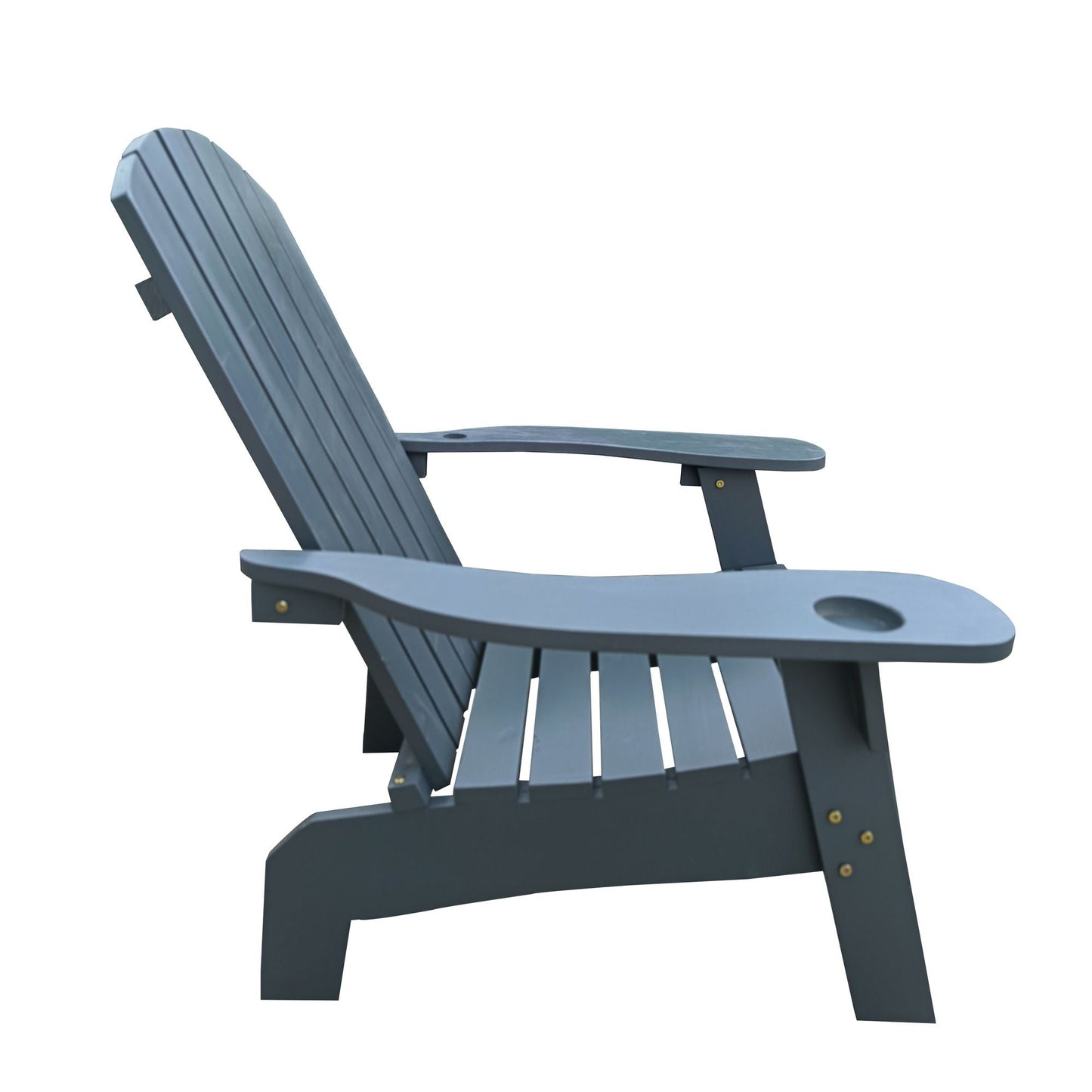 Outdoor or indoor Wood Adirondack chair with an hole to hold umbrella on the arm - Renee Lane Company