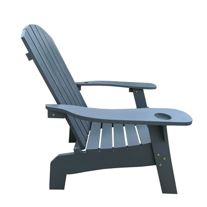 Outdoor or indoor Wood Adirondack chair with an hole to hold umbrella on the arm - Renee Lane Company