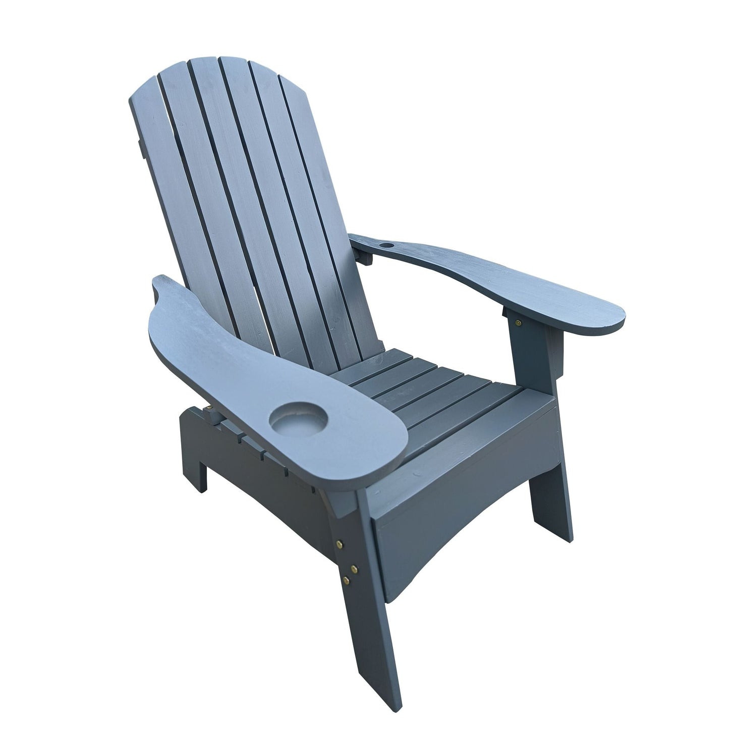 Outdoor or indoor Wood Adirondack chair with an hole to hold umbrella on the arm - Renee Lane Company