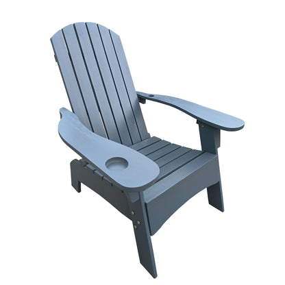 Outdoor or indoor Wood Adirondack chair with an hole to hold umbrella on the arm - Renee Lane Company