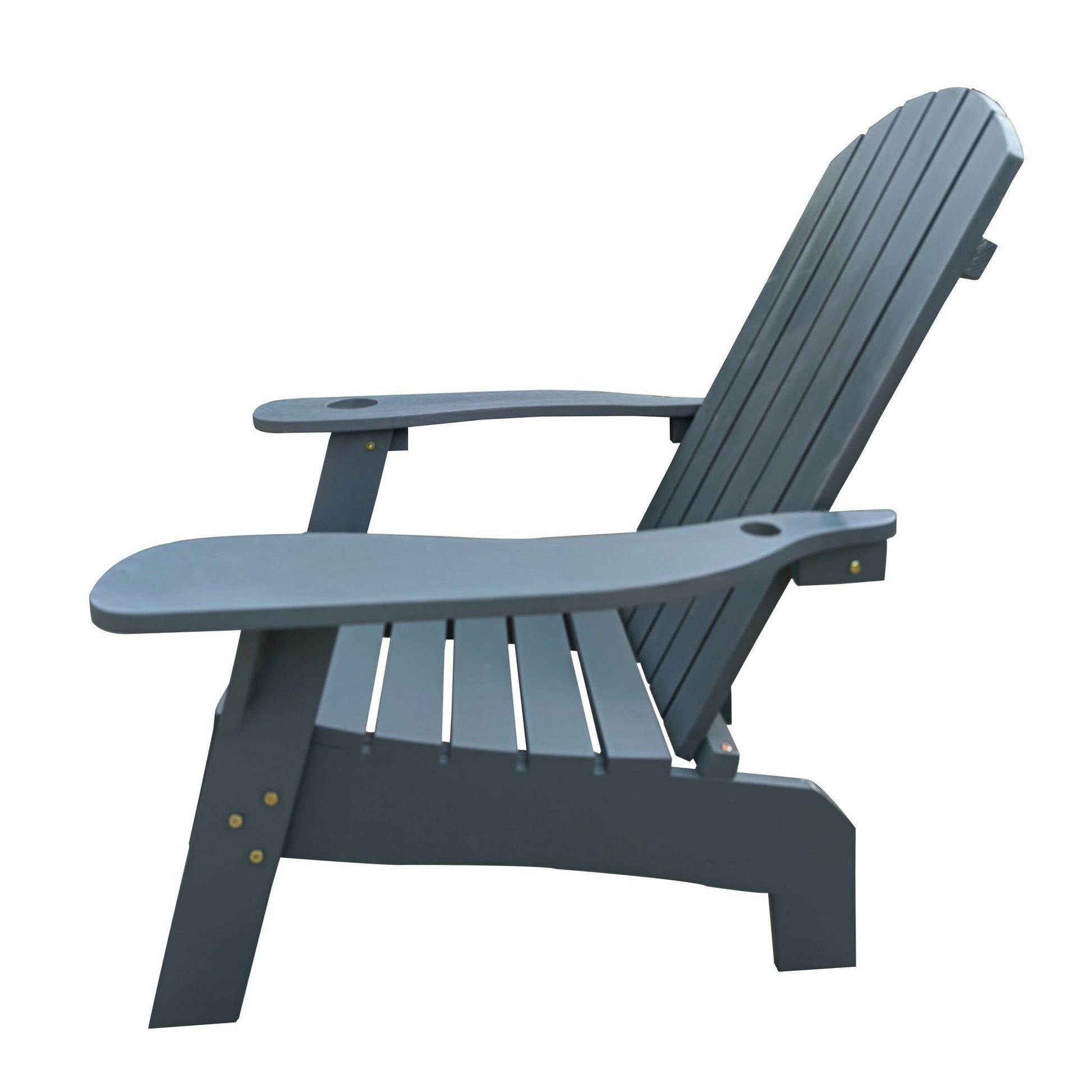 Outdoor or indoor Wood Adirondack chair with an hole to hold umbrella on the arm - Renee Lane Company