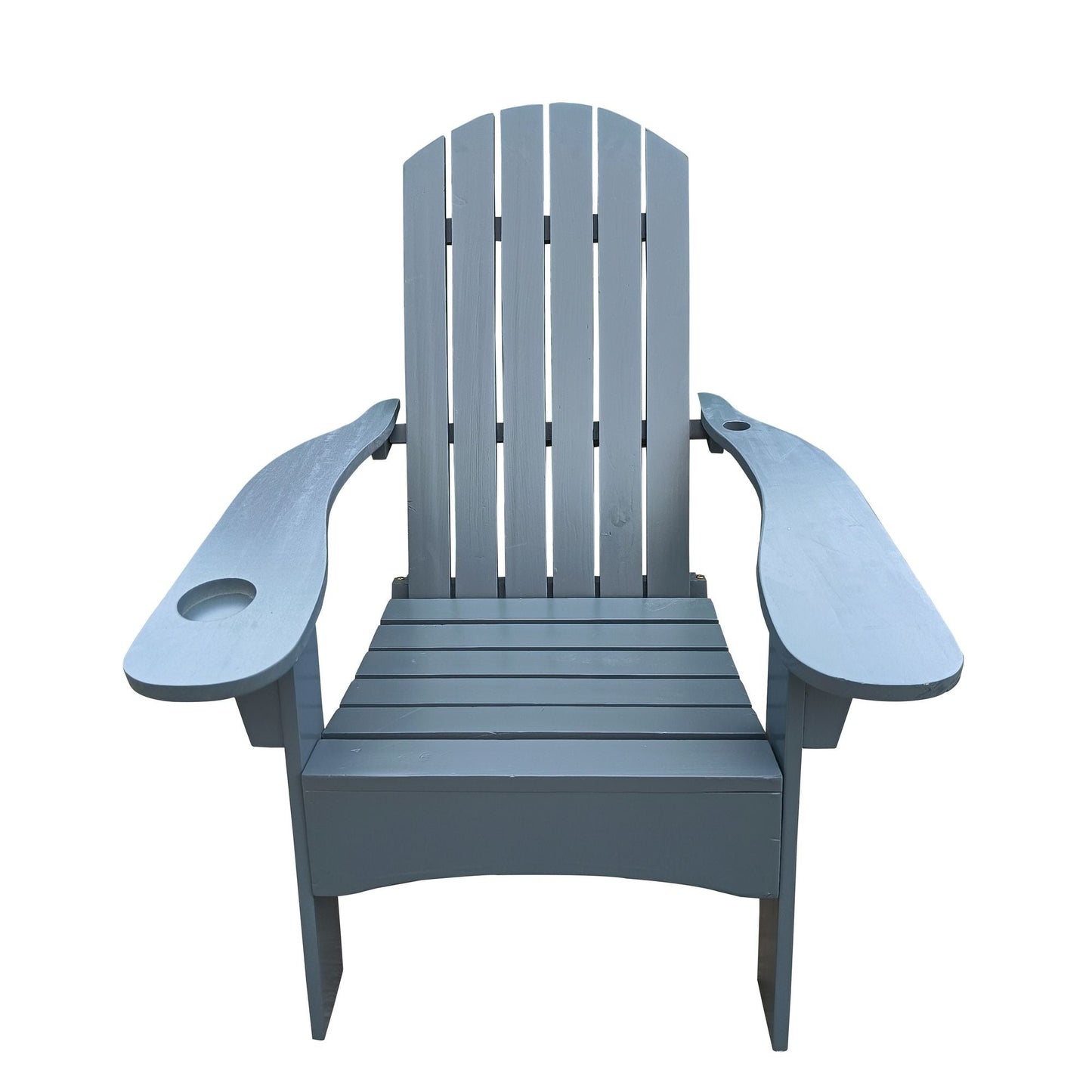 Outdoor or indoor Wood Adirondack chair with an hole to hold umbrella on the arm - Renee Lane Company