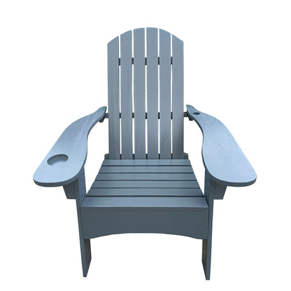 Outdoor or indoor Wood Adirondack chair with an hole to hold umbrella on the arm - Renee Lane Company