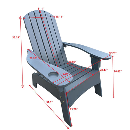 Outdoor or indoor Wood Adirondack chair with an hole to hold umbrella on the arm - Renee Lane Company