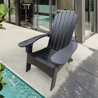 Outdoor or indoor Wood Adirondack chair with an hole to hold umbrella on the arm - Renee Lane Company